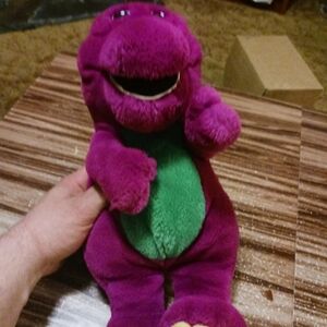 Vintage 1993 Barney  Purple and Green Stuffed Dinosaur Toy